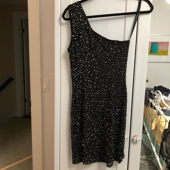 French Connection jeweled one shoulder party dress - Picture 6 of 7